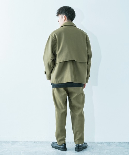 Ressaca（レサーカ）の「【セットアップ】 オーバーサイズ ウールテック ショートトレンチ/2タックテーパードパンツ（セットアップ・メンズ・グレイッシュベージュ/オリーブ/サックスブルー/ブラック/ブラウン・M/L）」の14枚目の写真