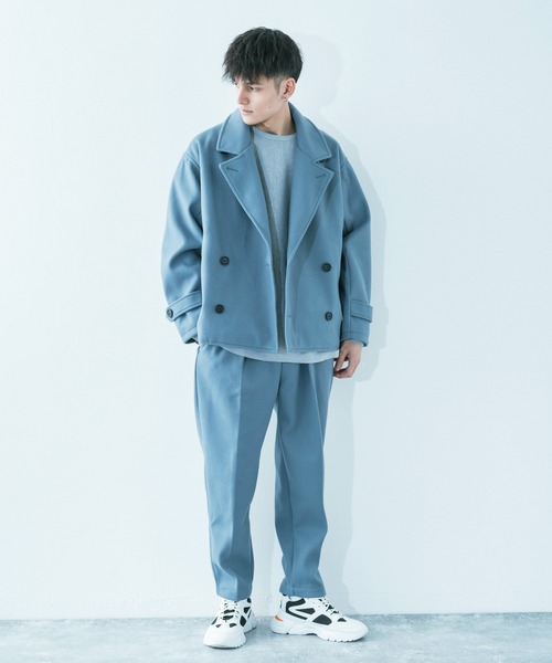 Ressaca（レサーカ）の「【セットアップ】 オーバーサイズ ウールテック ショートトレンチ/2タックテーパードパンツ（セットアップ・メンズ・グレイッシュベージュ/オリーブ/サックスブルー/ブラック/ブラウン・M/L）」の17枚目の写真