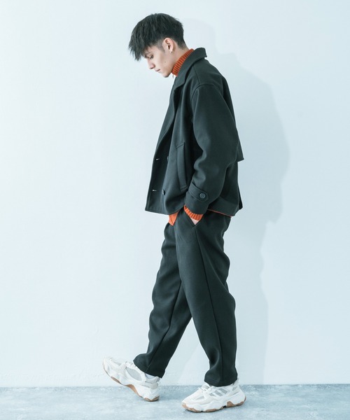 Ressaca（レサーカ）の「【セットアップ】 オーバーサイズ ウールテック ショートトレンチ/2タックテーパードパンツ（セットアップ・メンズ・グレイッシュベージュ/オリーブ/サックスブルー/ブラック/ブラウン・M/L）」の10枚目の写真