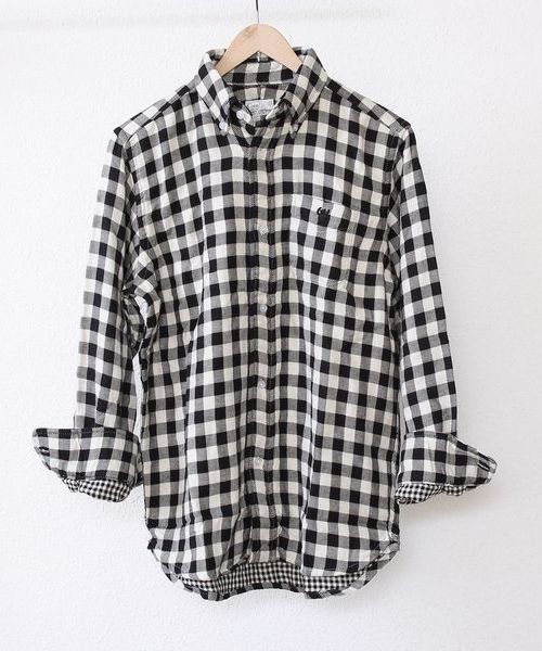 coen（コーエン）の「ヘビーダブルガーゼギンガムチェックシャツ（シャツ/ブラウス・メンズ・ブラック/ネイビー・MEDIUM/X-LARGE/X-SMALL/LARGE/SMALL）」の2枚目の写真