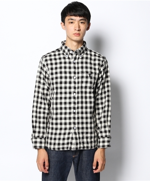 coen（コーエン）の「ヘビーダブルガーゼギンガムチェックシャツ（シャツ/ブラウス・メンズ・ブラック/ネイビー・MEDIUM/X-LARGE/X-SMALL/LARGE/SMALL）」の11枚目の写真