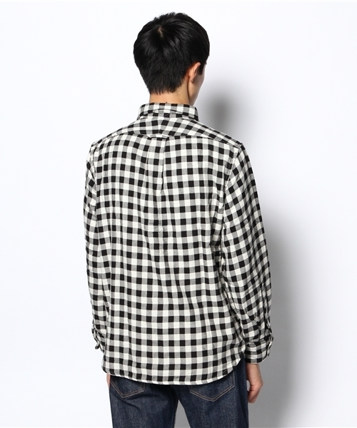 coen（コーエン）の「ヘビーダブルガーゼギンガムチェックシャツ（シャツ/ブラウス・メンズ・ブラック/ネイビー・MEDIUM/X-LARGE/X-SMALL/LARGE/SMALL）」の5枚目の写真