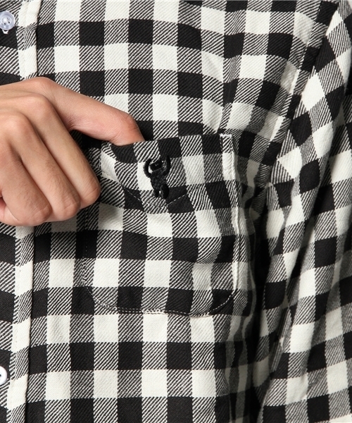 coen（コーエン）の「ヘビーダブルガーゼギンガムチェックシャツ（シャツ/ブラウス・メンズ・ブラック/ネイビー・MEDIUM/X-LARGE/X-SMALL/LARGE/SMALL）」の9枚目の写真