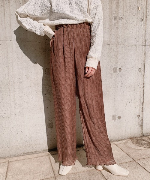 VANNIE U（ヴァニーユー）の「シフォンプリーツパンツ（その他パンツ・レディース・ブラウン/ライトグリーン/ナチュラル・FREE）」の21枚目の写真