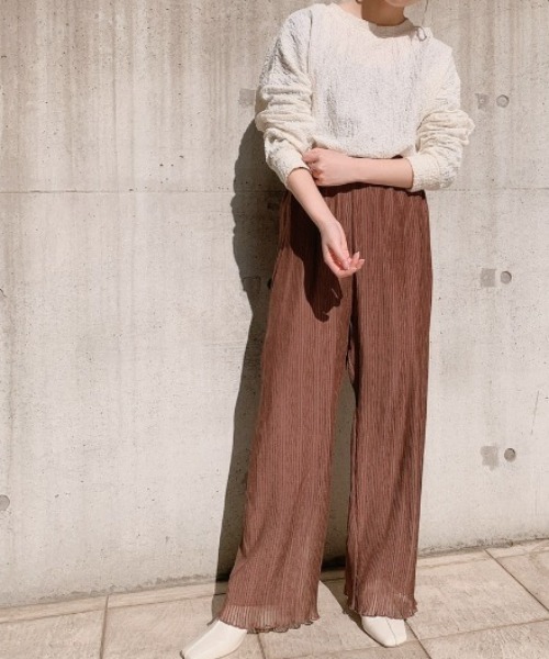 VANNIE U（ヴァニーユー）の「シフォンプリーツパンツ（その他パンツ・レディース・ブラウン/ライトグリーン/ナチュラル・FREE）」の7枚目の写真