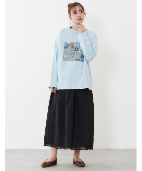 POU DOU DOU(プードゥドゥ)の「デザインタックギャザースカート(スカート・レディース・オフホワイト/ブルー/ブラック・3)」の14枚目の写真