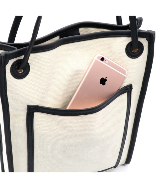 POUTOJOURU（ポートジュール）の「【ポートジュール】 キャンバトートバッグ　PUレザーパイピング（トートバッグ・レディース・アイボリー/ブラック/ブラウン・FREE）」の4枚目の写真