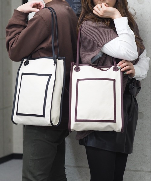 POUTOJOURU（ポートジュール）の「【ポートジュール】 キャンバトートバッグ　PUレザーパイピング（トートバッグ・レディース・アイボリー/ブラック/ブラウン・FREE）」の17枚目の写真