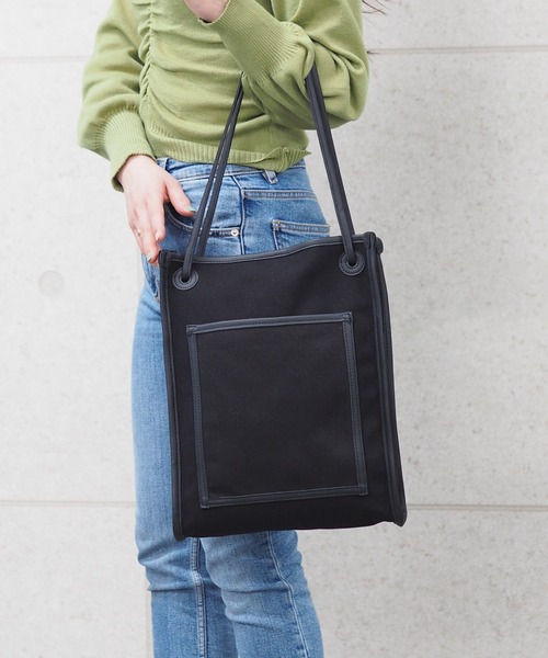 POUTOJOURU（ポートジュール）の「【ポートジュール】 キャンバトートバッグ　PUレザーパイピング（トートバッグ・レディース・アイボリー/ブラック/ブラウン・FREE）」の11枚目の写真