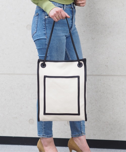 POUTOJOURU（ポートジュール）の「【ポートジュール】 キャンバトートバッグ　PUレザーパイピング（トートバッグ・レディース・アイボリー/ブラック/ブラウン・FREE）」の12枚目の写真