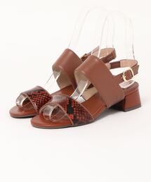 Piedi Nudi（ピエディヌーディ）の「piedi nudi/ﾋﾟｴﾃﾞｨﾇｰﾃﾞｨ 異素材コンビ ダブルベルト レザーサンダル（サンダル）」