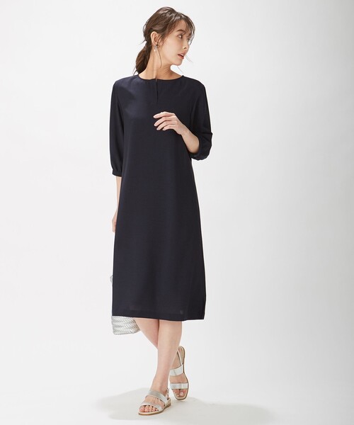 J.PRESS(ジェイプレス)の「【洗える】マルソースパンボイル ワンピース(ワンピース・レディース・ネイビー系/黄土色系・11/9)」の3枚目の写真