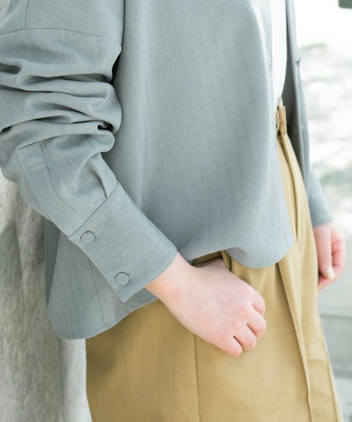 Ambre Neige（アンブルネージュ）の「クロップドオーバーシャツ／【WEB/EC限定商品】（シャツ/ブラウス・レディース・ベージュ/ブルー・FREE）」の15枚目の写真