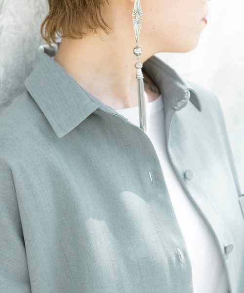 Ambre Neige（アンブルネージュ）の「クロップドオーバーシャツ／【WEB/EC限定商品】（シャツ/ブラウス・レディース・ベージュ/ブルー・FREE）」の18枚目の写真