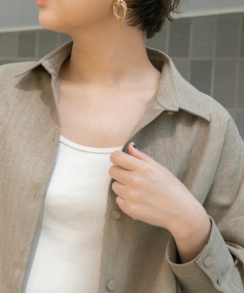 Ambre Neige（アンブルネージュ）の「クロップドオーバーシャツ／【WEB/EC限定商品】（シャツ/ブラウス・レディース・ベージュ/ブルー・FREE）」の17枚目の写真