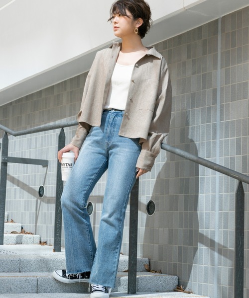 Ambre Neige（アンブルネージュ）の「クロップドオーバーシャツ／【WEB/EC限定商品】（シャツ/ブラウス・レディース・ベージュ/ブルー・FREE）」の10枚目の写真