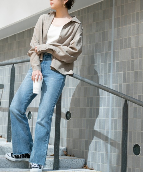 Ambre Neige（アンブルネージュ）の「クロップドオーバーシャツ／【WEB/EC限定商品】（シャツ/ブラウス・レディース・ベージュ/ブルー・FREE）」の20枚目の写真