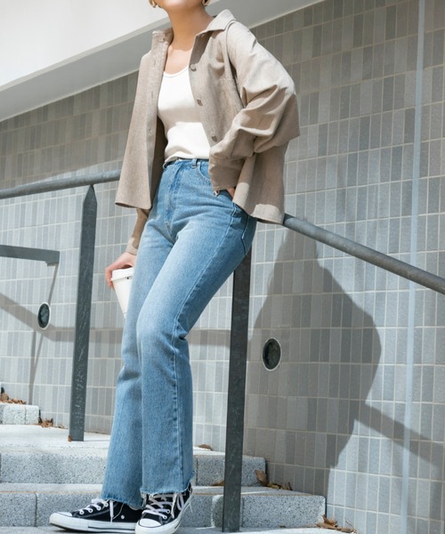 Ambre Neige（アンブルネージュ）の「クロップドオーバーシャツ／【WEB/EC限定商品】（シャツ/ブラウス・レディース・ベージュ/ブルー・FREE）」の14枚目の写真