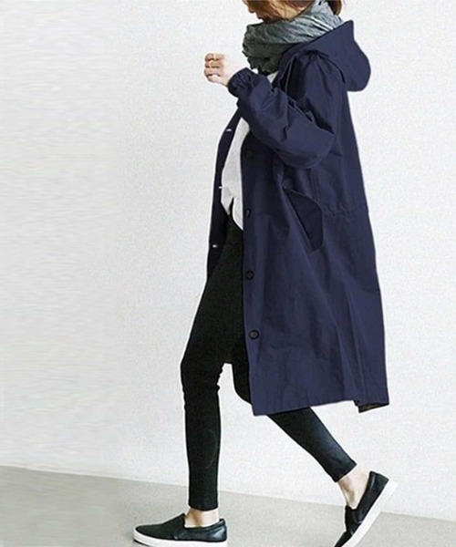 LUGG NAGG(ラグナグ)の「フーデッドモッズコート(モッズコート・レディース・ネイビー/ブラック/グレー/ベージュ/グレイッシュブルー/ターコイズブルー/カーキ・M/L/LL)」の5枚目の写真