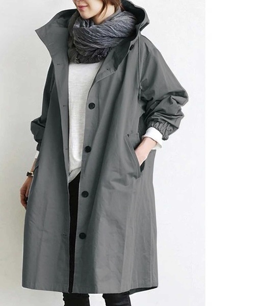 LUGG NAGG(ラグナグ)の「フーデッドモッズコート(モッズコート・レディース・ネイビー/ブラック/グレー/ベージュ/グレイッシュブルー/ターコイズブルー/カーキ・M/L/LL)」の1枚目の写真