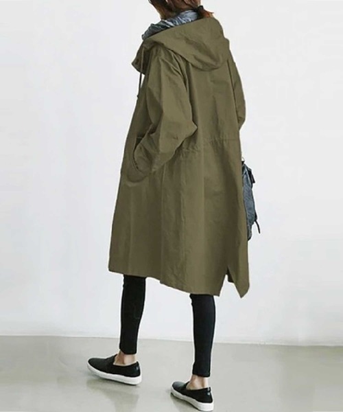 LUGG NAGG(ラグナグ)の「フーデッドモッズコート(モッズコート・レディース・ネイビー/ブラック/グレー/ベージュ/グレイッシュブルー/ターコイズブルー/カーキ・M/L/LL)」の4枚目の写真