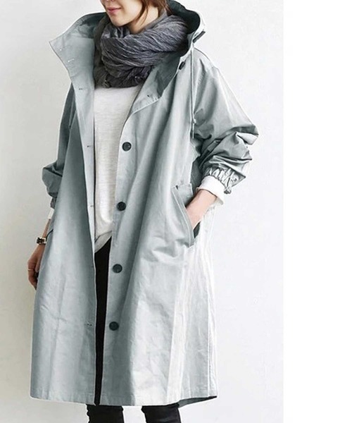 LUGG NAGG(ラグナグ)の「フーデッドモッズコート(モッズコート・レディース・ネイビー/ブラック/グレー/ベージュ/グレイッシュブルー/ターコイズブルー/カーキ・M/L/LL)」の7枚目の写真