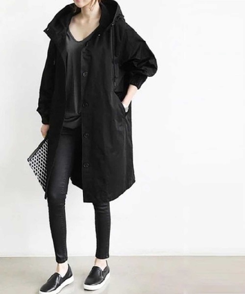 LUGG NAGG(ラグナグ)の「フーデッドモッズコート(モッズコート・レディース・ネイビー/ブラック/グレー/ベージュ/グレイッシュブルー/ターコイズブルー/カーキ・M/L/LL)」の2枚目の写真