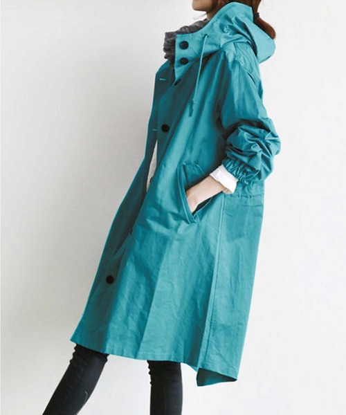 LUGG NAGG(ラグナグ)の「フーデッドモッズコート(モッズコート・レディース・ネイビー/ブラック/グレー/ベージュ/グレイッシュブルー/ターコイズブルー/カーキ・M/L/LL)」の9枚目の写真