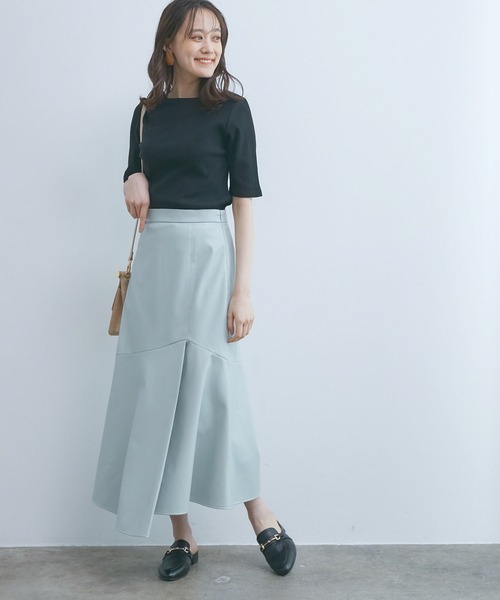 VIS（ビス）の「ランダムテレコ５分袖プルオーバー（Tシャツ/カットソー・レディース・ブラック/ベージュ/オフホワイト/サックスブルー・FREE）」の21枚目の写真