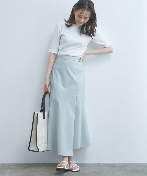 VIS（ビス）の「ランダムテレコ５分袖プルオーバー（Tシャツ/カットソー・レディース・ブラック/ベージュ/オフホワイト/サックスブルー・FREE）」の20枚目の写真