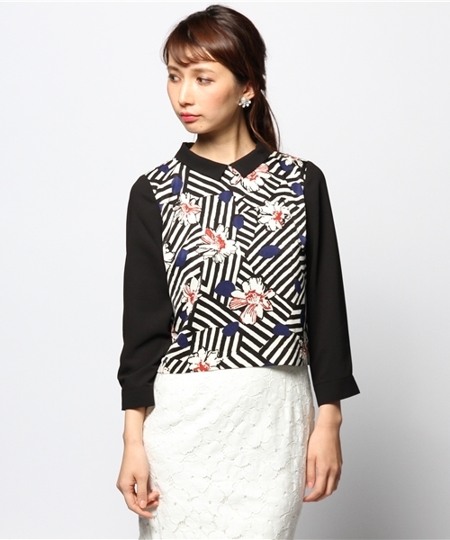 ROSE BUD（ローズバッド）の「LBL-14220 CROPPED P/O BLOUSE（シャツ/ブラウス・レディース・ホワイト/ダークグリーン・ONE SIZE）」の10枚目の写真