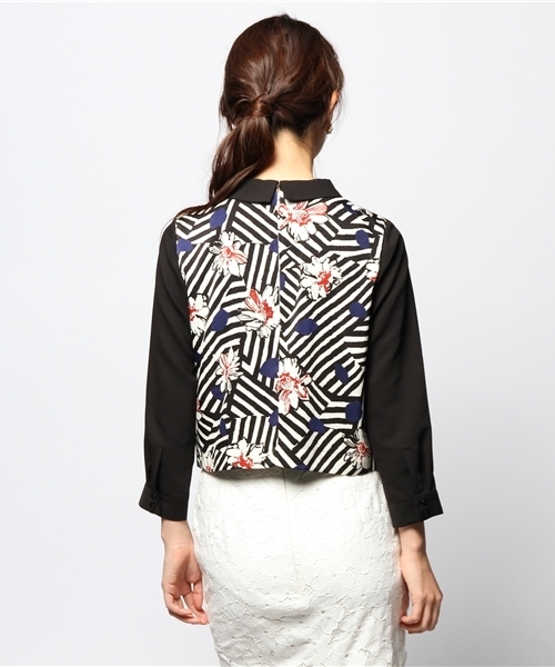 ROSE BUD（ローズバッド）の「LBL-14220 CROPPED P/O BLOUSE（シャツ/ブラウス・レディース・ホワイト/ダークグリーン・ONE SIZE）」の8枚目の写真