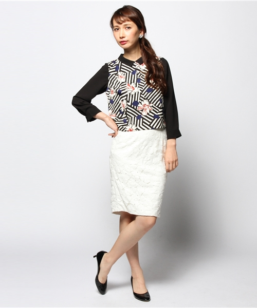 ROSE BUD（ローズバッド）の「LBL-14220 CROPPED P/O BLOUSE（シャツ/ブラウス・レディース・ホワイト/ダークグリーン・ONE SIZE）」の7枚目の写真