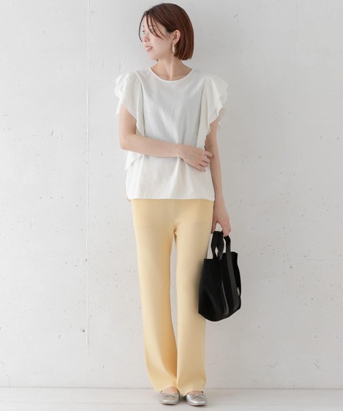 URBAN RESEARCH Sonny Label（アーバンリサーチサニーレーベル）の「(接触冷感)サマーニットパンツ（その他パンツ・レディース・ブラック/アイボリー/イエロー系その他・FREE）」の8枚目の写真