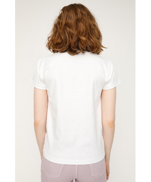 SLY（スライ）の「LOGO STETCH COMPACT T/SH ロゴ ステッチ コンパクト Tシャツ（Tシャツ/カットソー・レディース・ホワイト/ブラック/ライトパープル・FREE）」の6枚目の写真