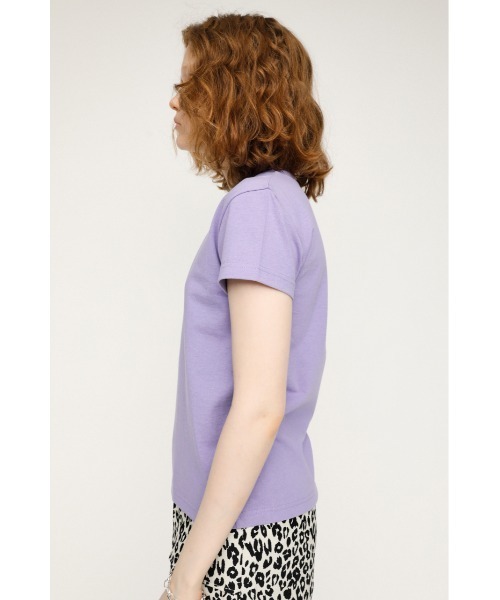 SLY（スライ）の「LOGO STETCH COMPACT T/SH ロゴ ステッチ コンパクト Tシャツ（Tシャツ/カットソー・レディース・ホワイト/ブラック/ライトパープル・FREE）」の12枚目の写真