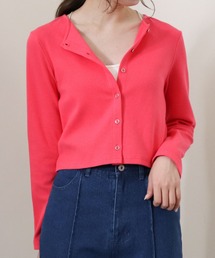 リブショートカーディガン