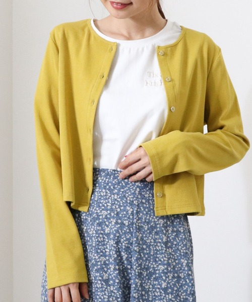 archives（アルシーヴ）の「リブショートカーディガン（カーディガン/ボレロ・レディース・ブラック/ブルー/オフホワイト/オレンジ/ピンク/イエロー/ブラウン/グリーン・MEDIUM）」の7枚目の写真