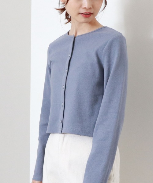 archives（アルシーヴ）の「リブショートカーディガン（カーディガン/ボレロ・レディース・ブラック/ブルー/オフホワイト/オレンジ/ピンク/イエロー/ブラウン/グリーン・MEDIUM）」の6枚目の写真