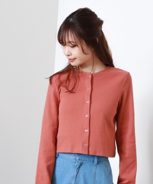 archives（アルシーヴ）の「リブショートカーディガン（カーディガン/ボレロ・レディース・ブラック/ブルー/オフホワイト/オレンジ/ピンク/イエロー/ブラウン/グリーン・MEDIUM）」の9枚目の写真