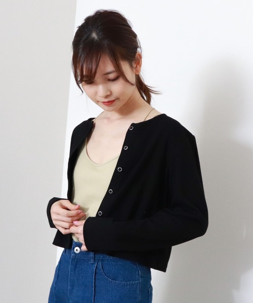 archives（アルシーヴ）の「リブショートカーディガン（カーディガン/ボレロ・レディース・ブラック/ブルー/オフホワイト/オレンジ/ピンク/イエロー/ブラウン/グリーン・MEDIUM）」の13枚目の写真