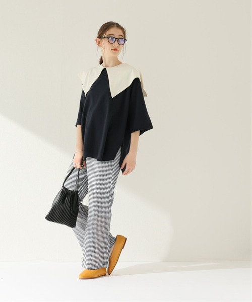 JOURNAL STANDARD relume(ジャーナルスタンダード レリューム)の「シルケット天竺ビックカラープルオーバー◆(Tシャツ/カットソー・レディース・ブラック/ホワイト・FREE)」の13枚目の写真