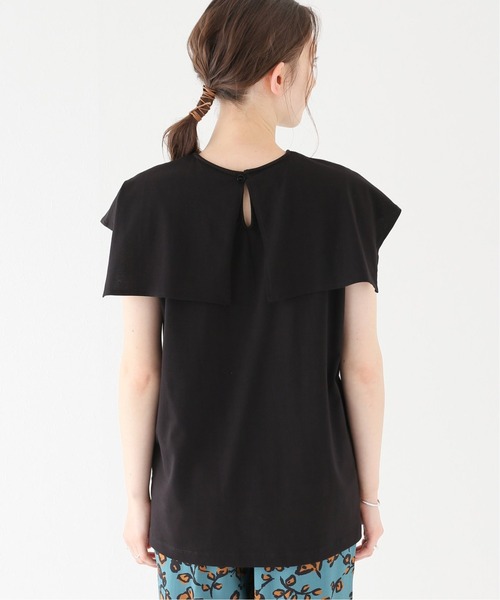 JOURNAL STANDARD relume(ジャーナルスタンダード レリューム)の「シルケット天竺ビックカラープルオーバー◆(Tシャツ/カットソー・レディース・ブラック/ホワイト・FREE)」の4枚目の写真