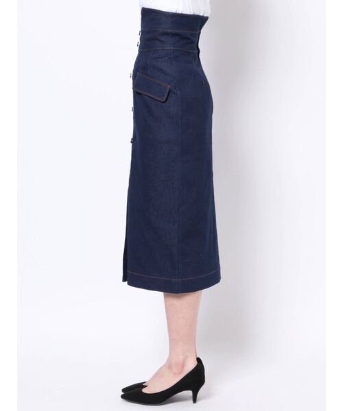 dazzlin（ダズリン）の「ハイウエストフロントボタンスカート（スカート・レディース・オフホワイト/インディゴブルー・SMALL/MEDIUM）」の7枚目の写真