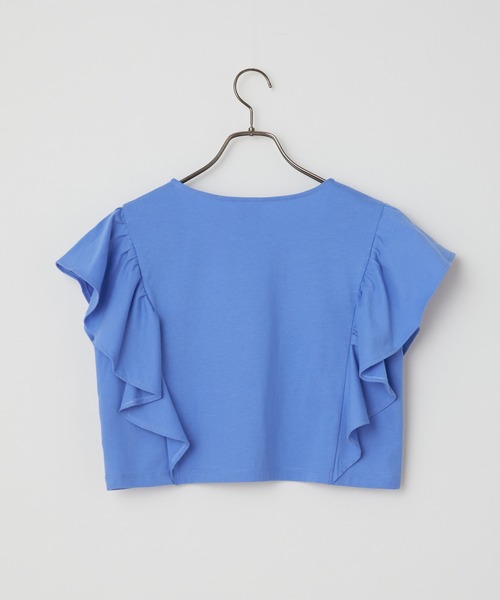 CIAOPANIC（チャオパニック）の「袖フリルデザインクロップドTシャツ（Tシャツ/カットソー・レディース・ホワイト/ブラック/ブルー/ライトグリーン・FREE）」の10枚目の写真