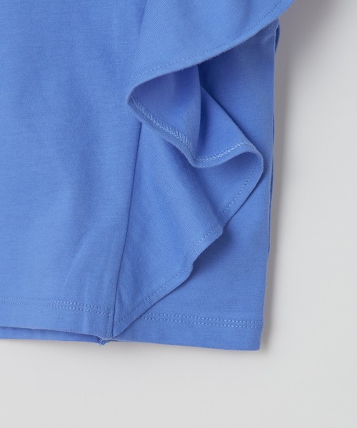 CIAOPANIC（チャオパニック）の「袖フリルデザインクロップドTシャツ（Tシャツ/カットソー・レディース・ホワイト/ブラック/ブルー/ライトグリーン・FREE）」の6枚目の写真