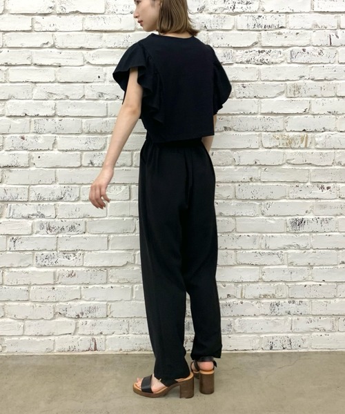 CIAOPANIC（チャオパニック）の「袖フリルデザインクロップドTシャツ（Tシャツ/カットソー・レディース・ホワイト/ブラック/ブルー/ライトグリーン・FREE）」の22枚目の写真