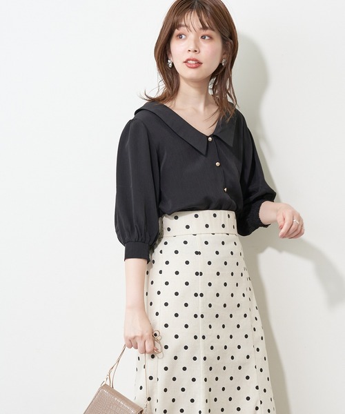 natural couture(ナチュラルクチュール)の「【WEB限定】深V衿付きおしゃれブラウス(シャツ/ブラウス・レディース・オフホワイト/ブラック/その他1/その他2・FREE)」の14枚目の写真