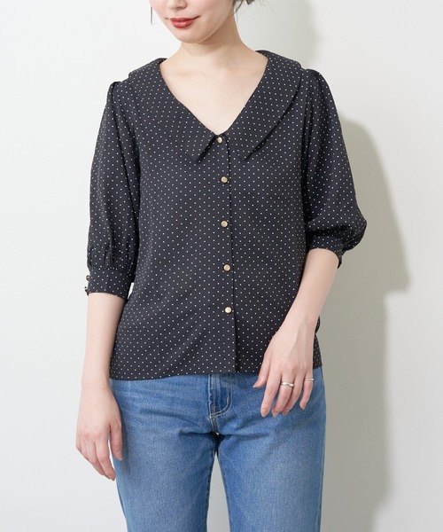 natural couture(ナチュラルクチュール)の「【WEB限定】深V衿付きおしゃれブラウス(シャツ/ブラウス・レディース・オフホワイト/ブラック/その他1/その他2・FREE)」の19枚目の写真