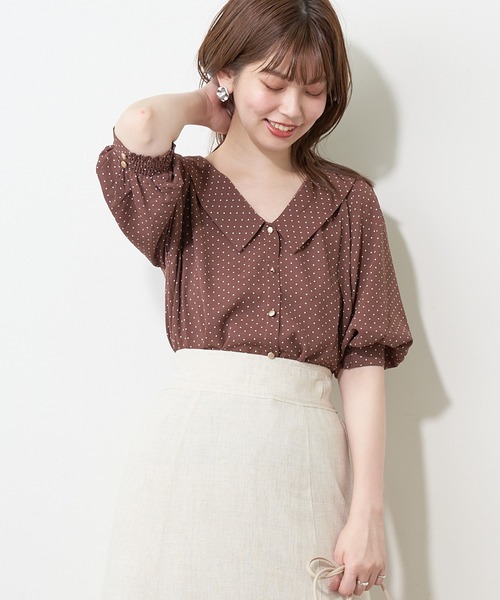 natural couture(ナチュラルクチュール)の「【WEB限定】深V衿付きおしゃれブラウス(シャツ/ブラウス・レディース・オフホワイト/ブラック/その他1/その他2・FREE)」の18枚目の写真